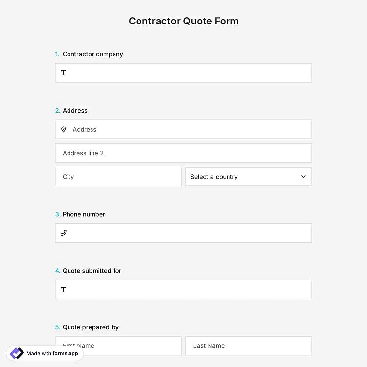 Contractor Quote Form