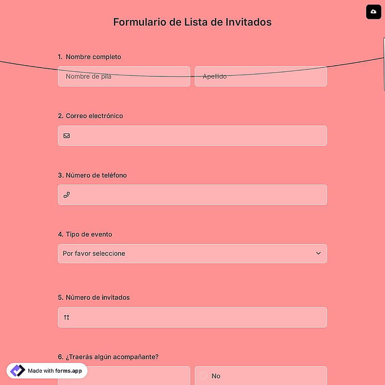 Formulario de Lista de Invitados