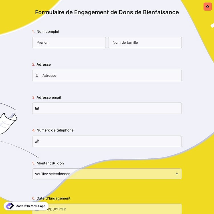 Formulaire de Engagement de Dons de Bienfaisance