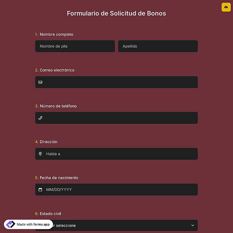 Formulario de Solicitud de Bonos