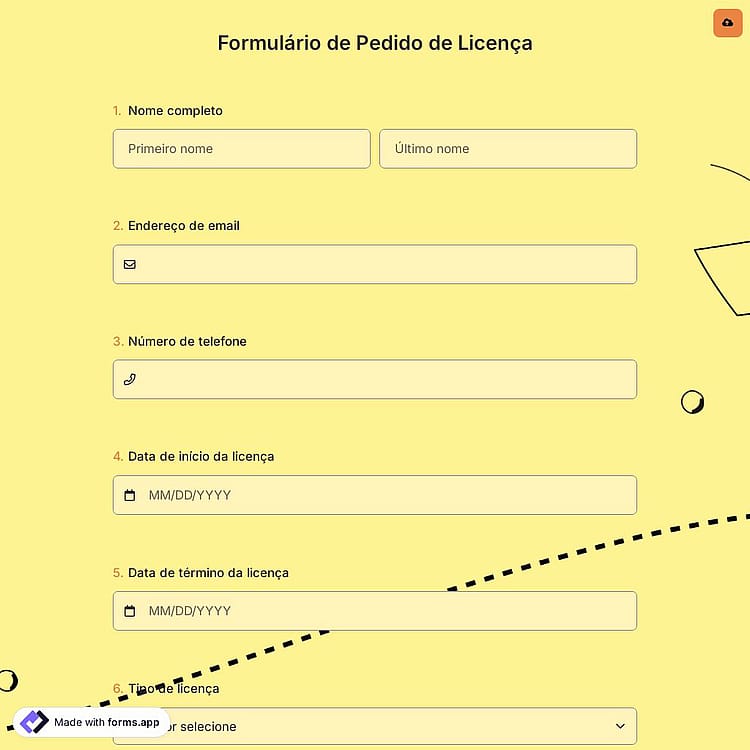 Formulário de Pedido de Licença