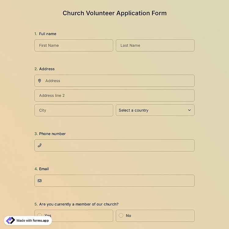 Church Volunteer Application Form