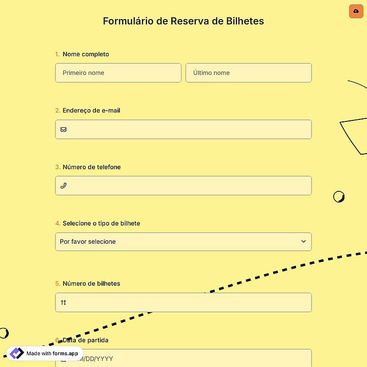 Formulário de Reserva de Bilhetes