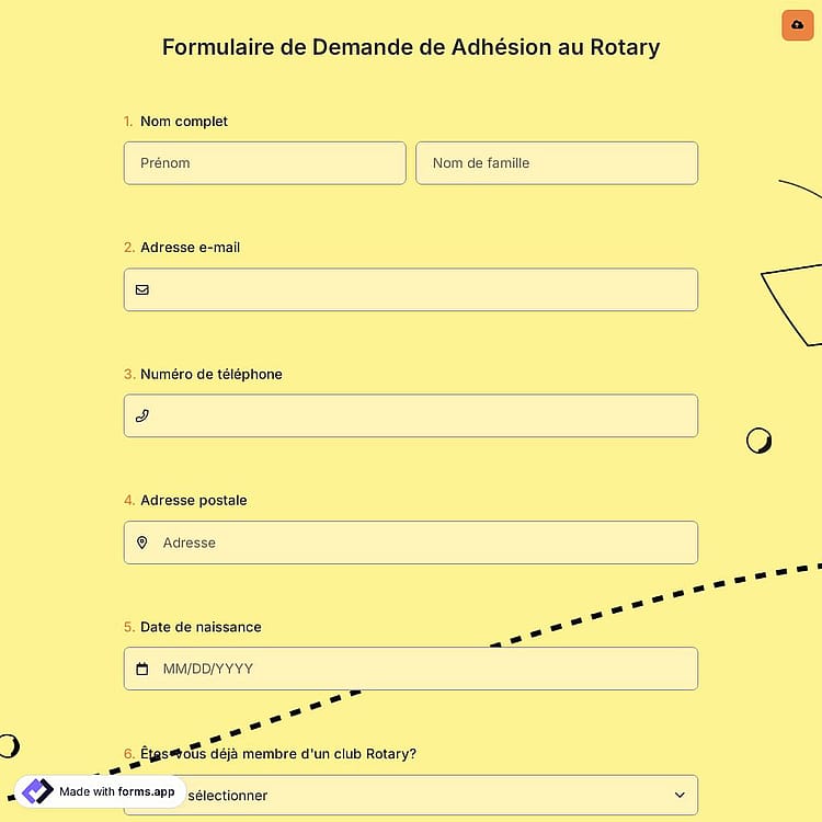Formulaire de Demande de Adhésion au Rotary