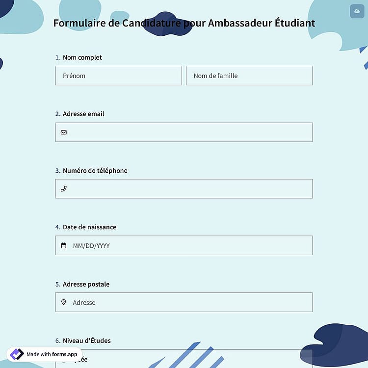 Formulaire de Candidature pour Ambassadeur Étudiant