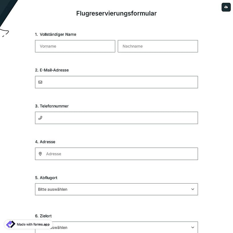 Flugreservierungsformular
