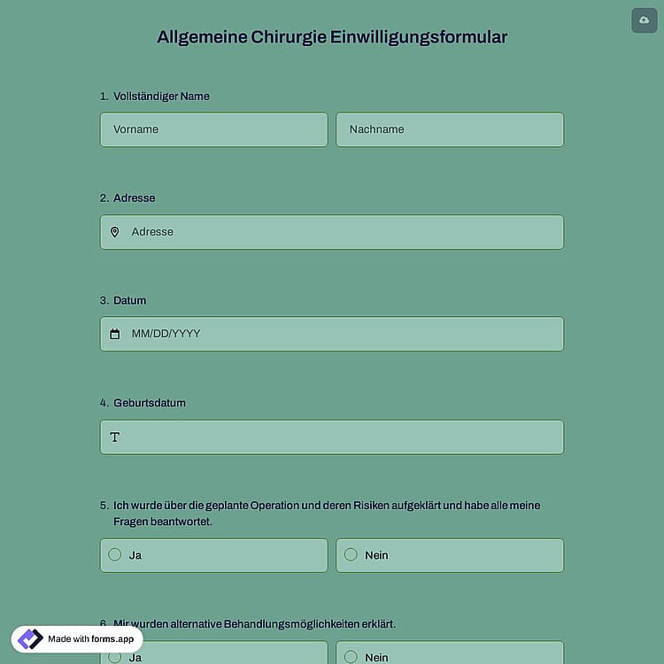 Allgemeine Chirurgie Einwilligungsformular