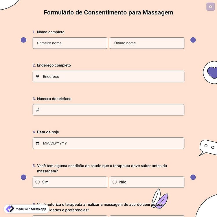 Formulário de Consentimento para Massagem