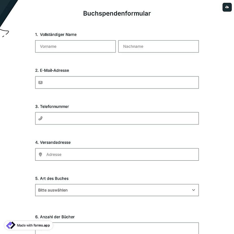Buchspendenformular