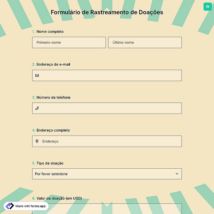 Formulário de Rastreamento de Doações
