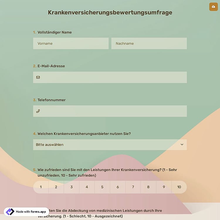 Krankenversicherungsbewertungsumfrage