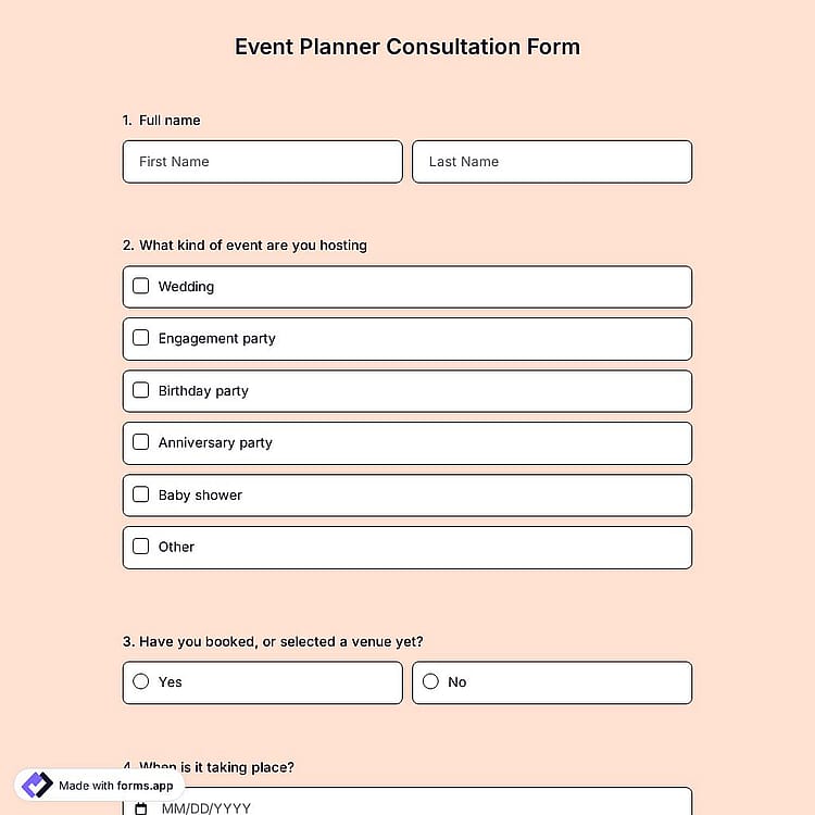 Event Planner Consultation Form Template
