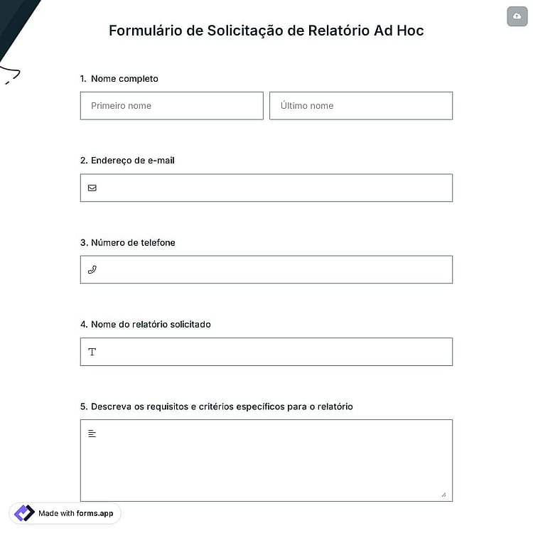 Formulário de Solicitação de Relatório Ad Hoc