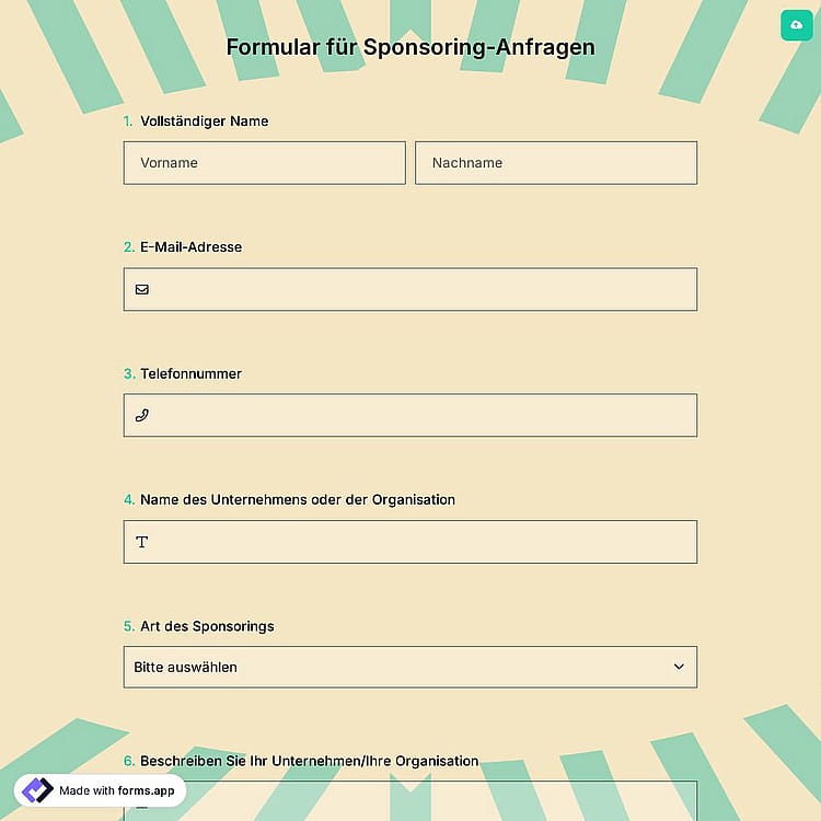 Formular für Sponsoring-Anfragen