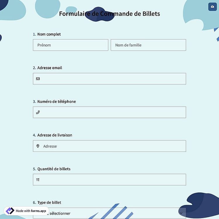 Formulaire de Commande de Billets