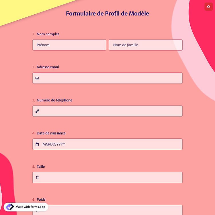 Formulaire de Profil de Modèle