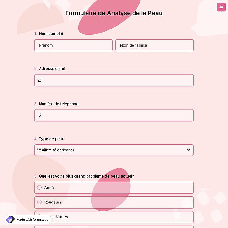 Formulaire de Analyse de la Peau