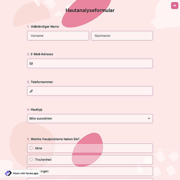 Hautanalyseformular
