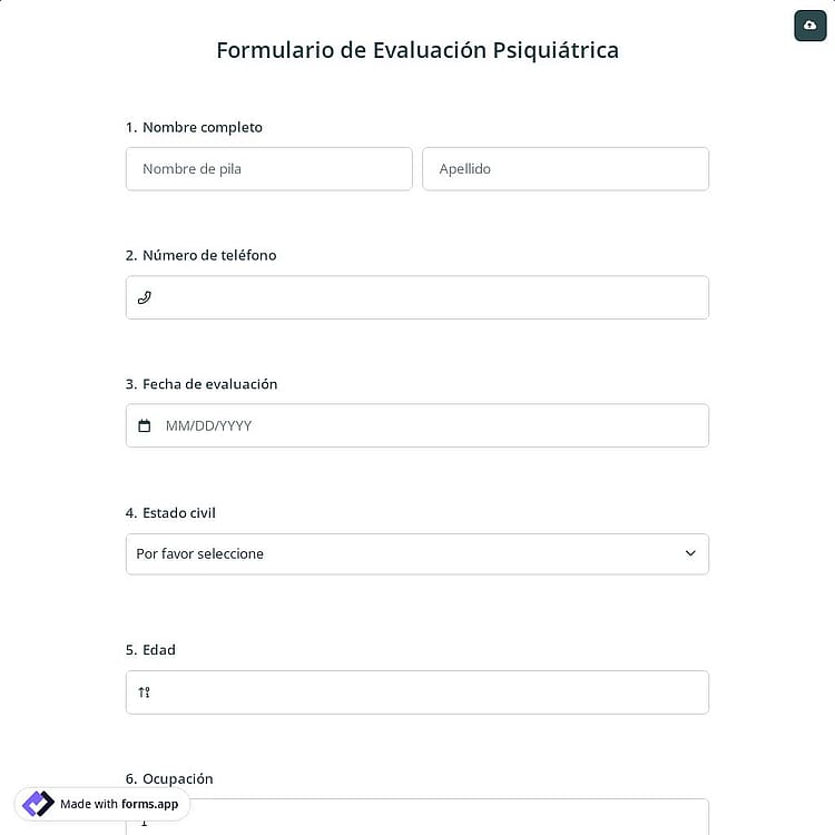 Formulario de Evaluación Psiquiátrica