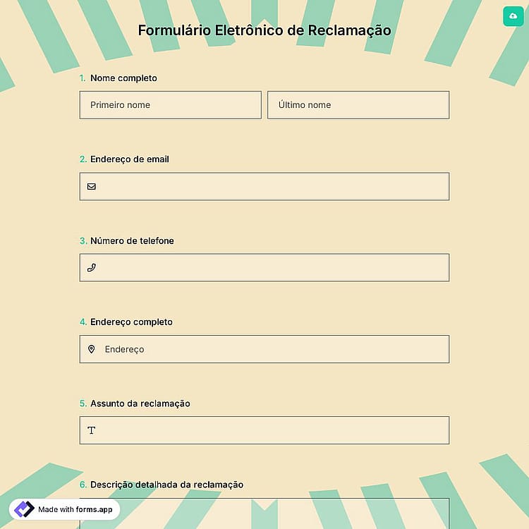 Formulário Eletrônico de Reclamação