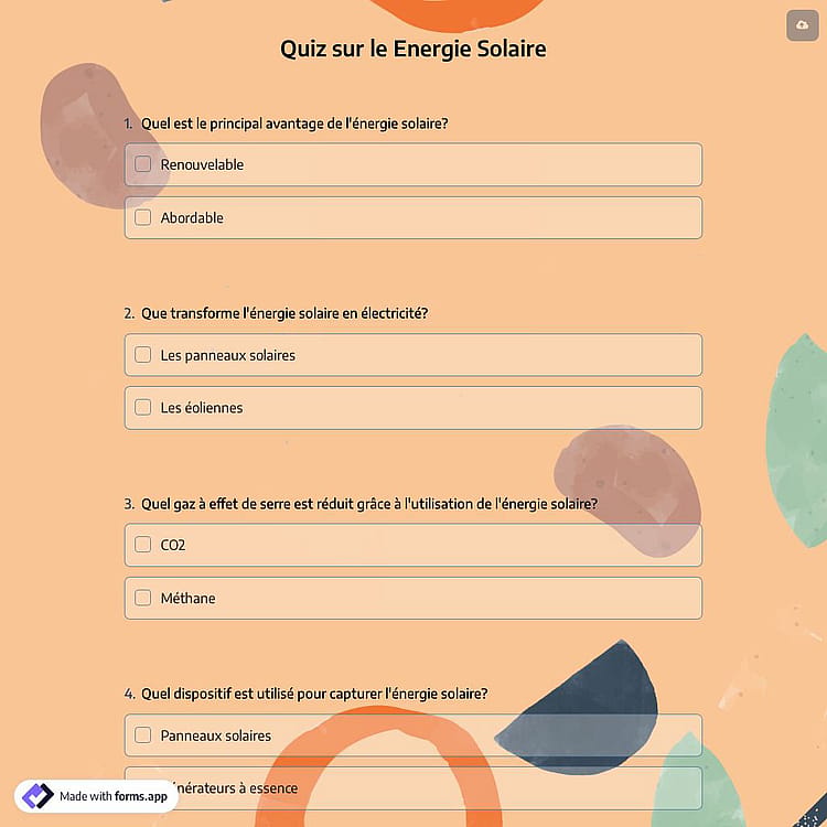 Quiz sur le Energie Solaire