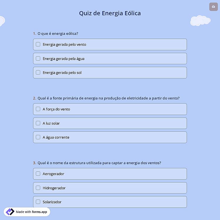 Quiz de Energia Eólica