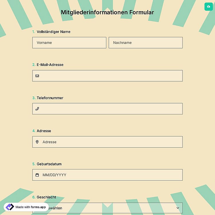 Mitgliederinformationen Formular