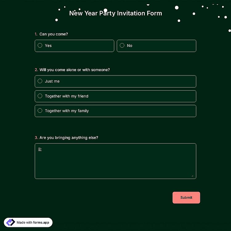 New Year Party Invitation Form