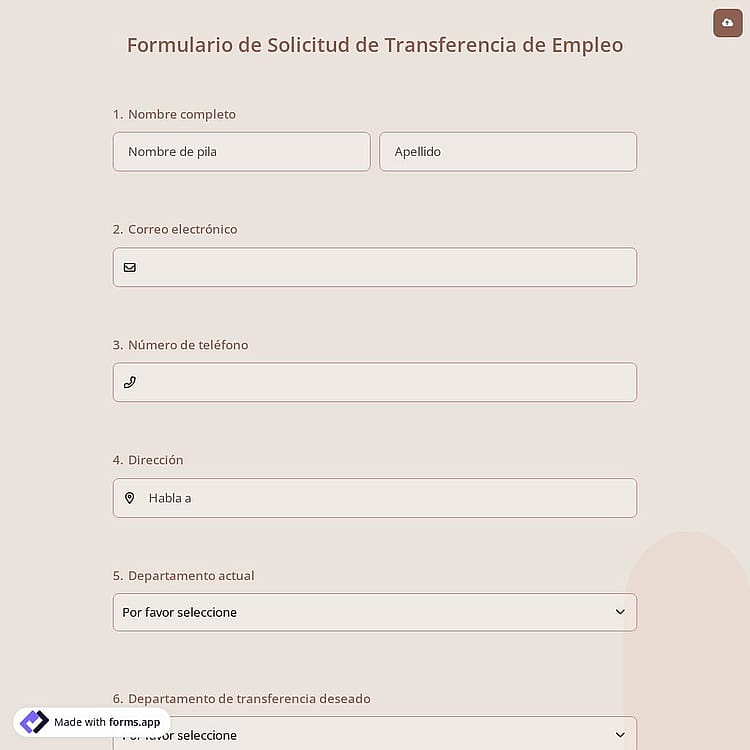 Formulario de Solicitud de Transferencia Empleo