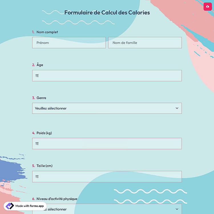 Formulaire de Calcul des Calories