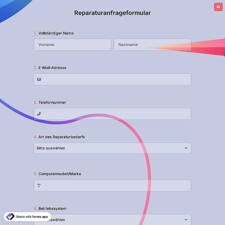 Reparaturanfrageformular