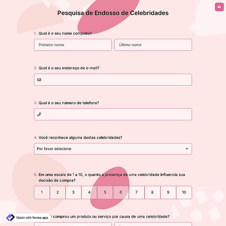 Pesquisa de Endosso de Celebridades