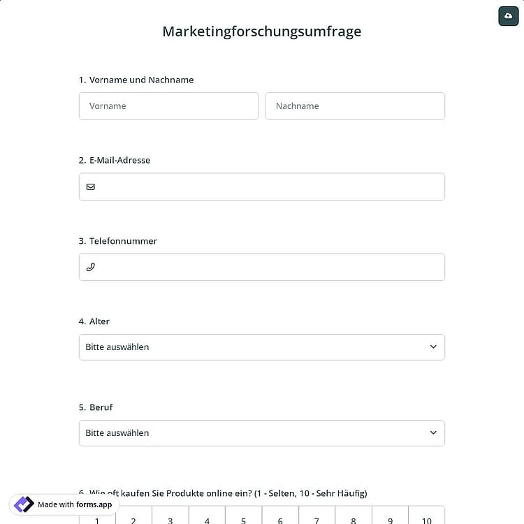 Marketingforschungsumfrage
