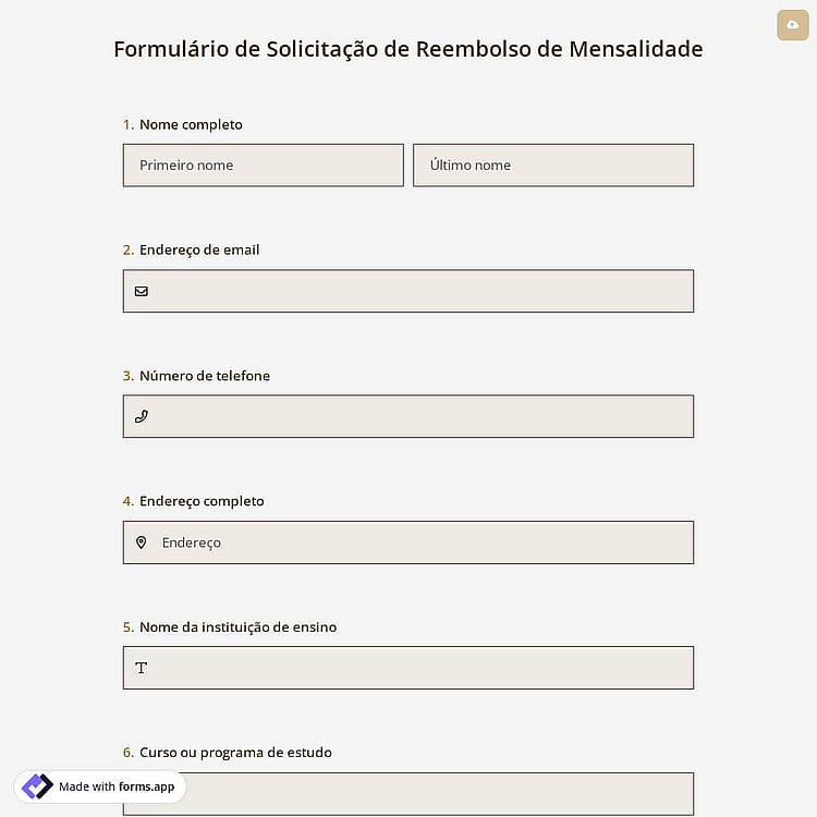 Formulário de Solicitação de Reembolso de Mensalidade