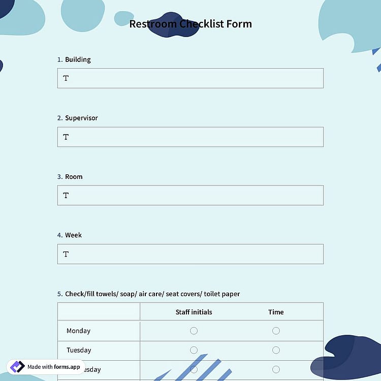 Restroom Checklist Form