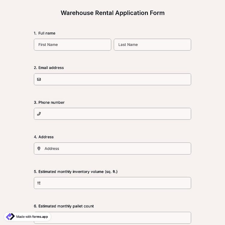 Warehouse Rental Application Form