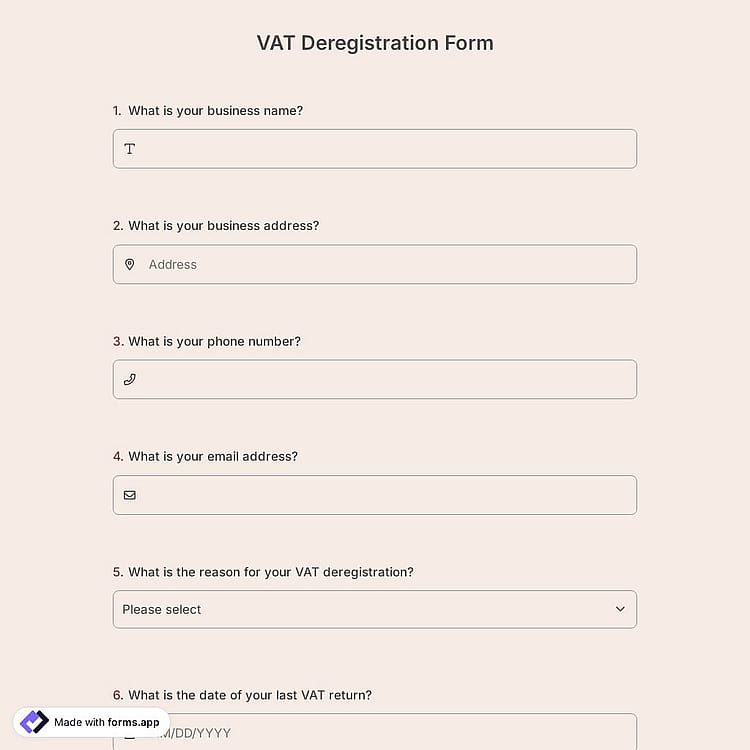 VAT Deregistration Form