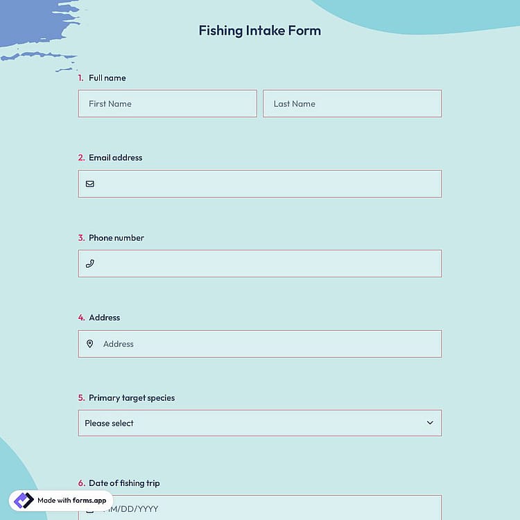 Fishing Intake Form