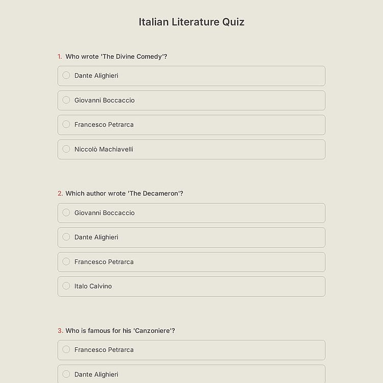 Italian Literature Quiz