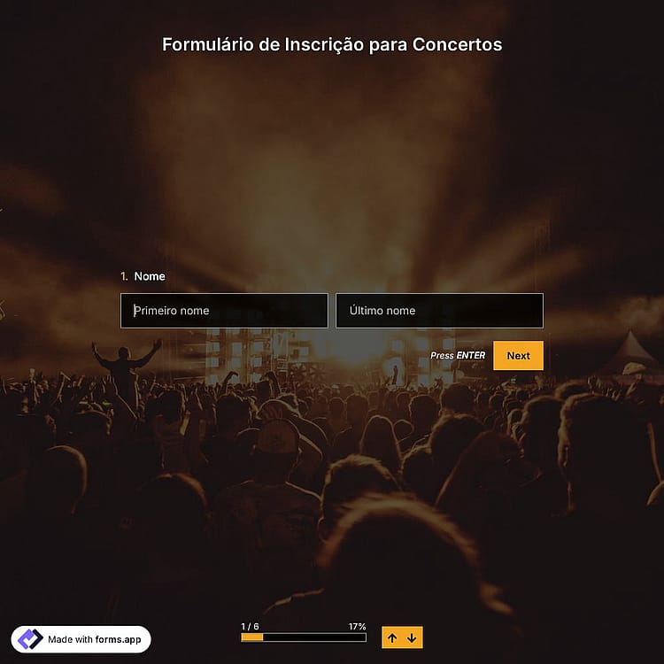 Modelo de Formulário de Inscrição para Concertos