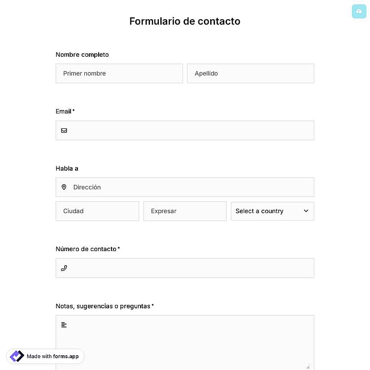 Plantilla de Formulario de Contacto del Sitio Web