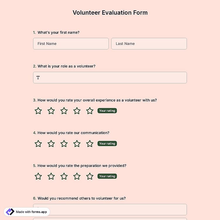 Volunteer Evaluation Form Template