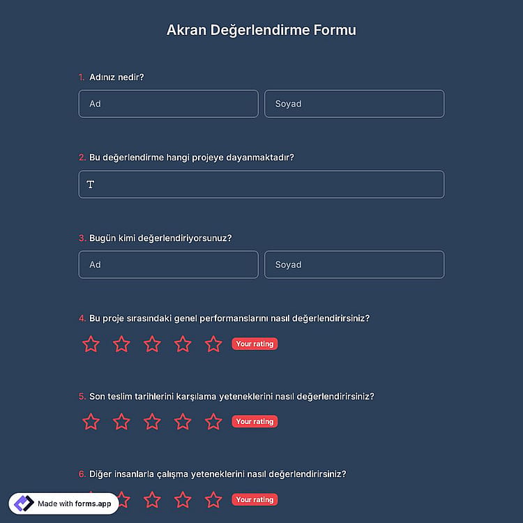 Akran Değerlendirme Formu Şablonu