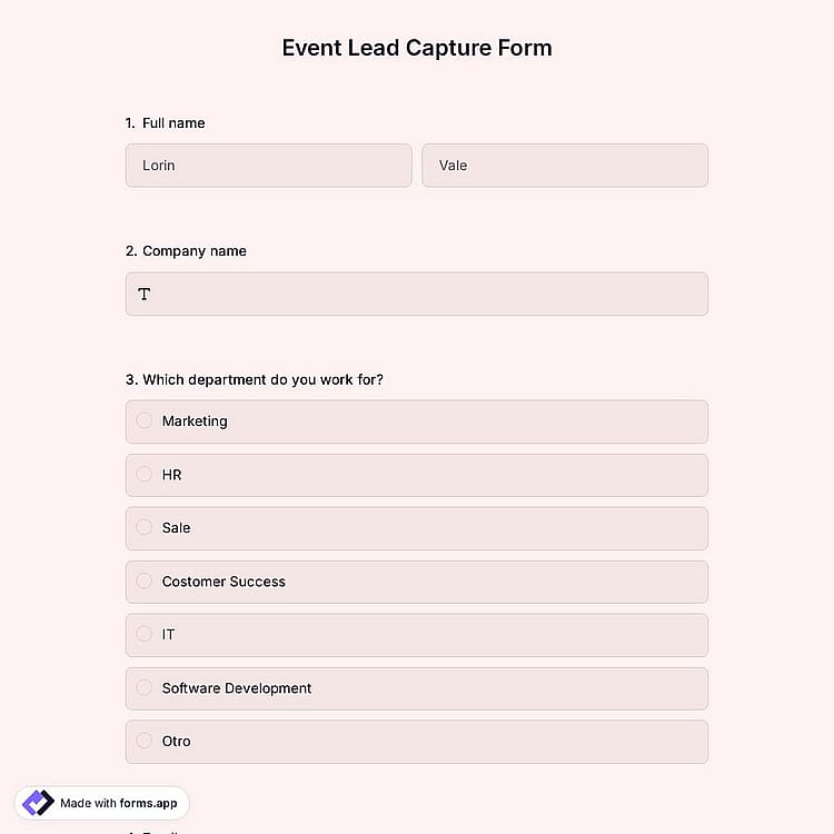 Event Lead Capture Form Template