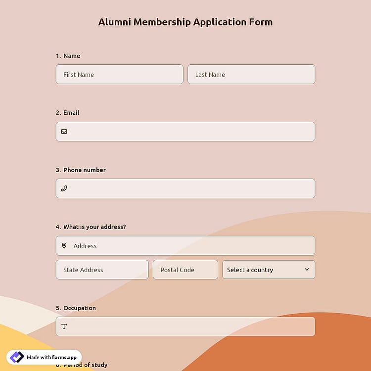 Alumni Membership Application Form Template