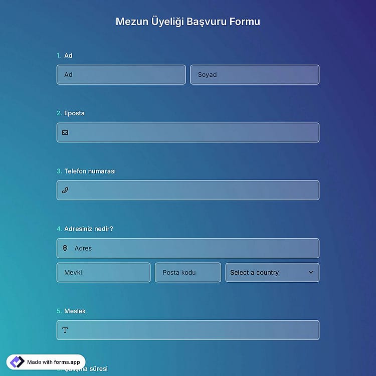 Mezun Üyeliği Başvuru Formu Şablonu