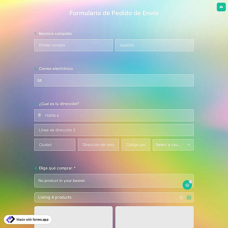 Plantilla de Formulario de Pedido de Envío