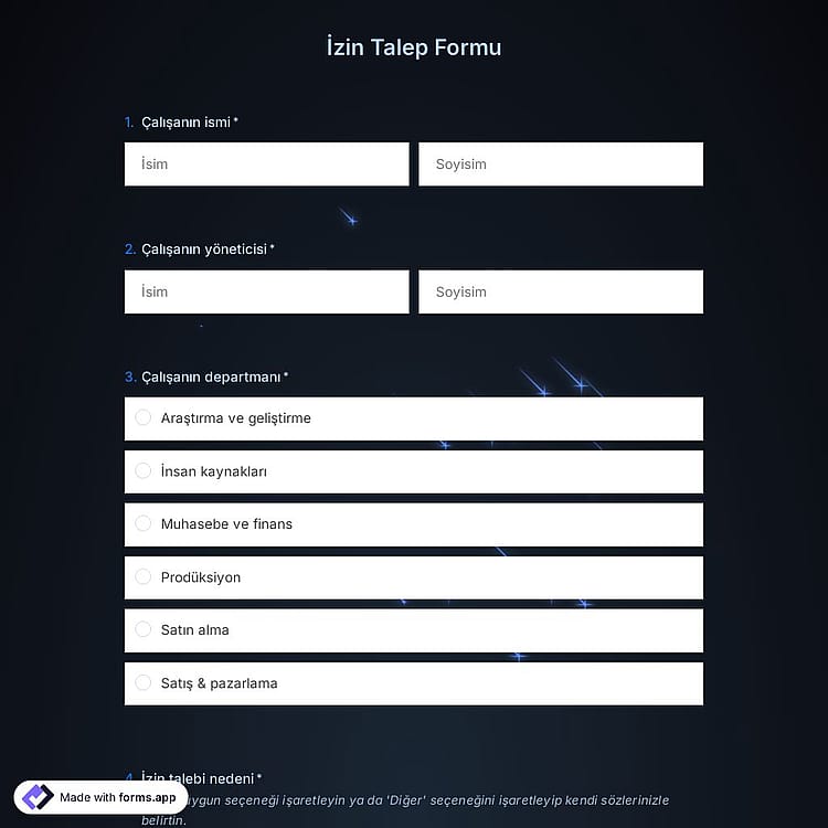 Yıllık İzin Talep Formu Şablonu