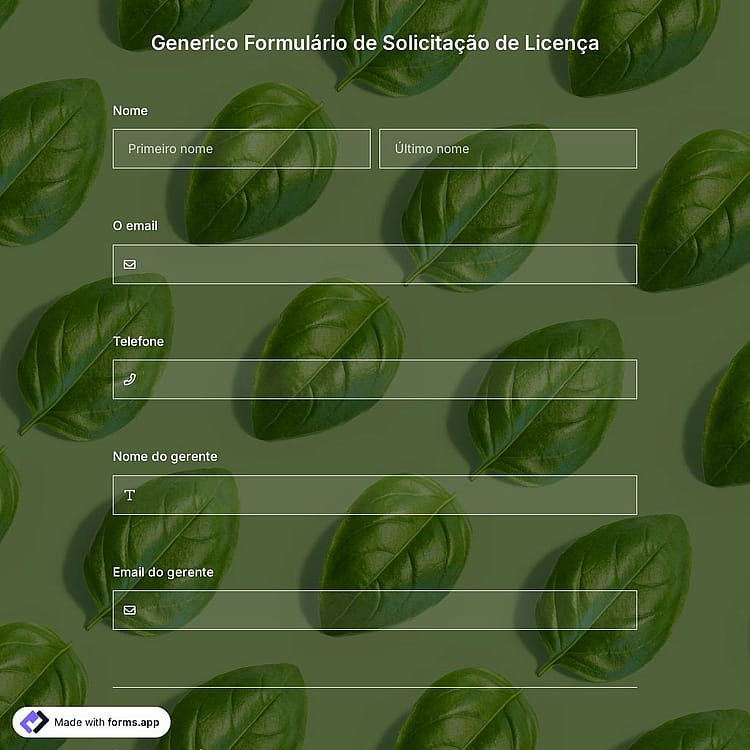 Modelo de Generico Formulário de Solicitação de Licença