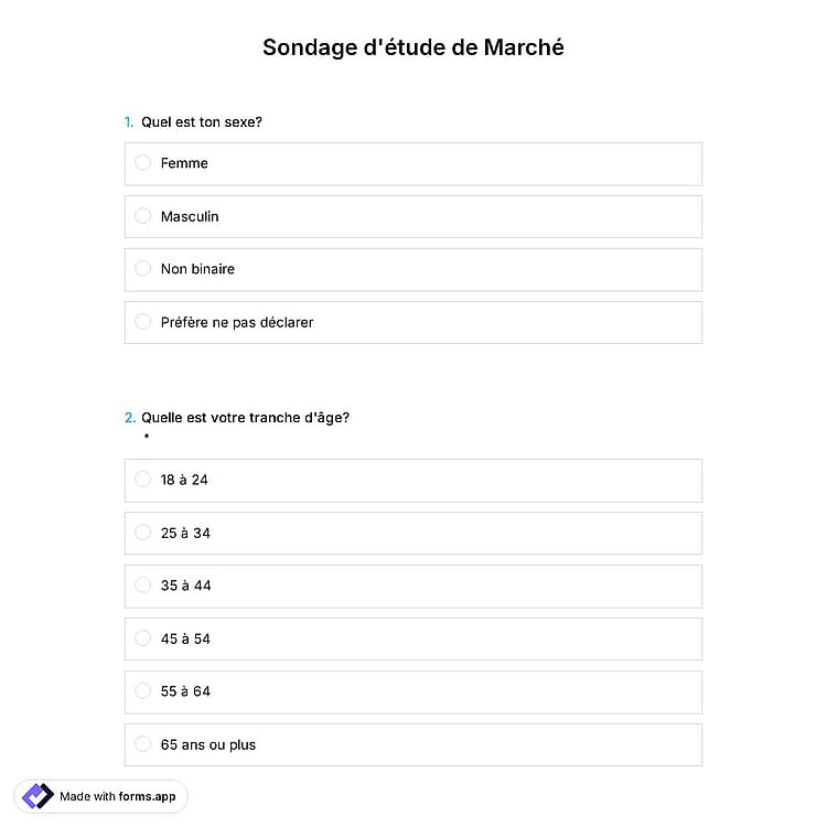 Modèle Sondage d'étude de Marché